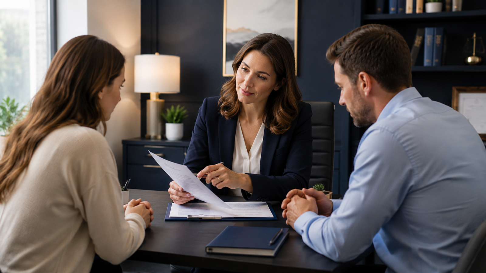 Professional consultation with a client in a calm office environment.